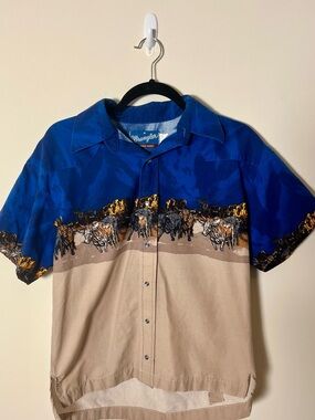 VTG Wrangler Western Shirt Rodeo Cowgirl Bull  Vintage Apparel Short Sleeve